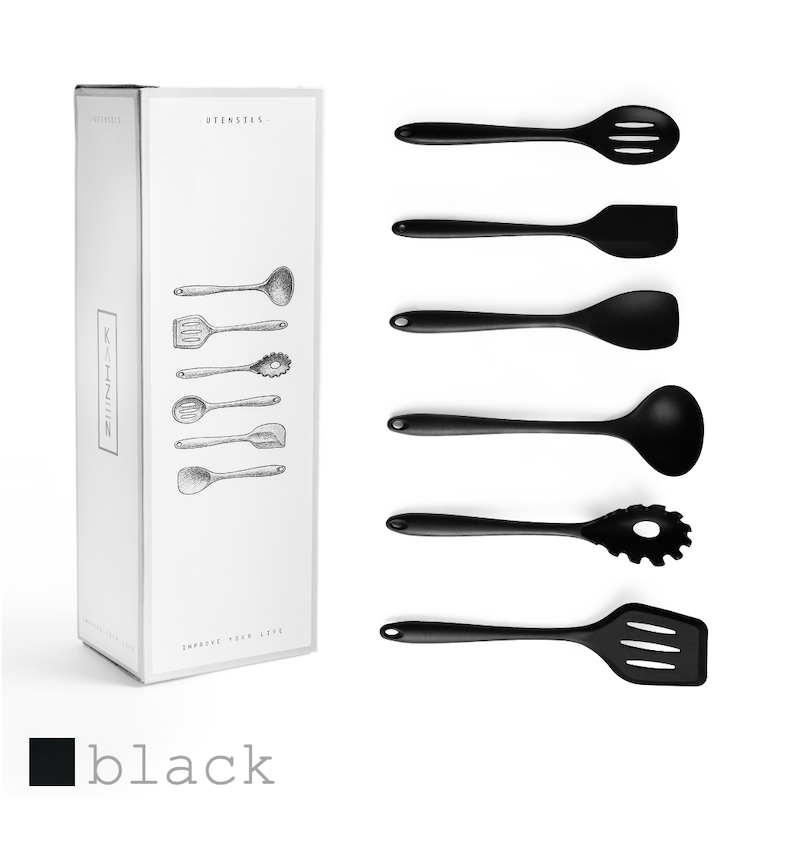 KAIZEN set of 6 food-grade bamboo kitchen utensils – sustainable, modern cooking tools